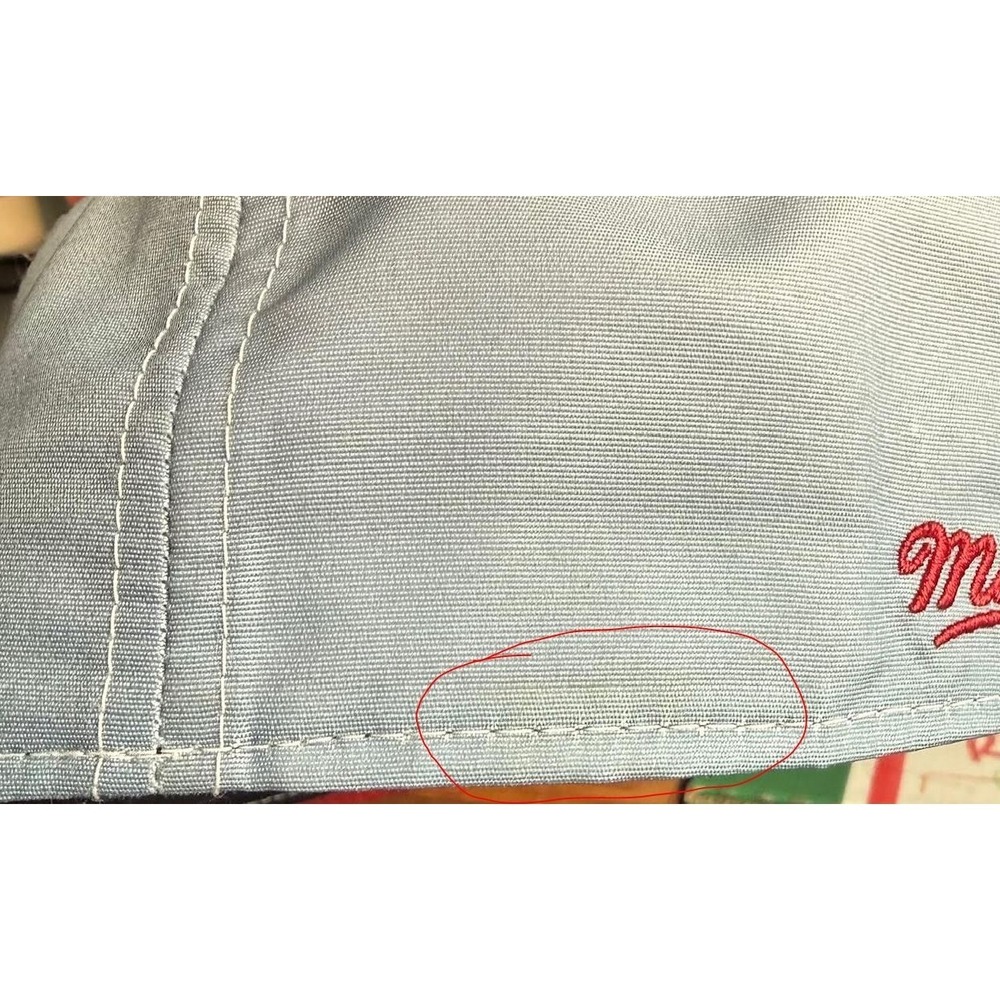 Miami Heat Fitted 7 3/8 Flat Bill Hat Mitchell & Ness Gray/Red NBA - READ - Picture 8 of 8